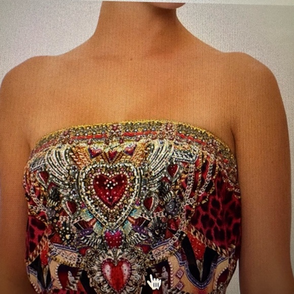 New Camilla Tie Waist Strapless Jumpsuit Artesania Mania 100% Silk Red Small - Picture 8 of 13